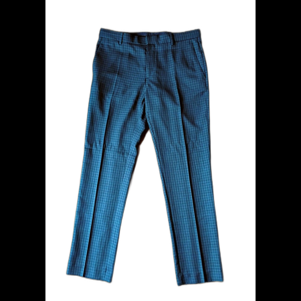 Perry Ellis Portfolio Blue Plaid Pants 34x32